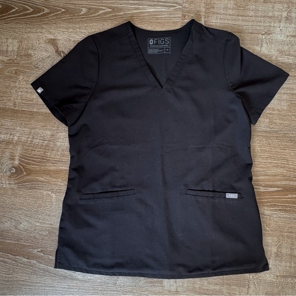 FIGS Black Casma Short Sleeve Scrub Top Size Medium - Picture 2 of 6